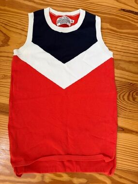 Tory Sport Red White Navy Chevron Sleeveless Knit Top